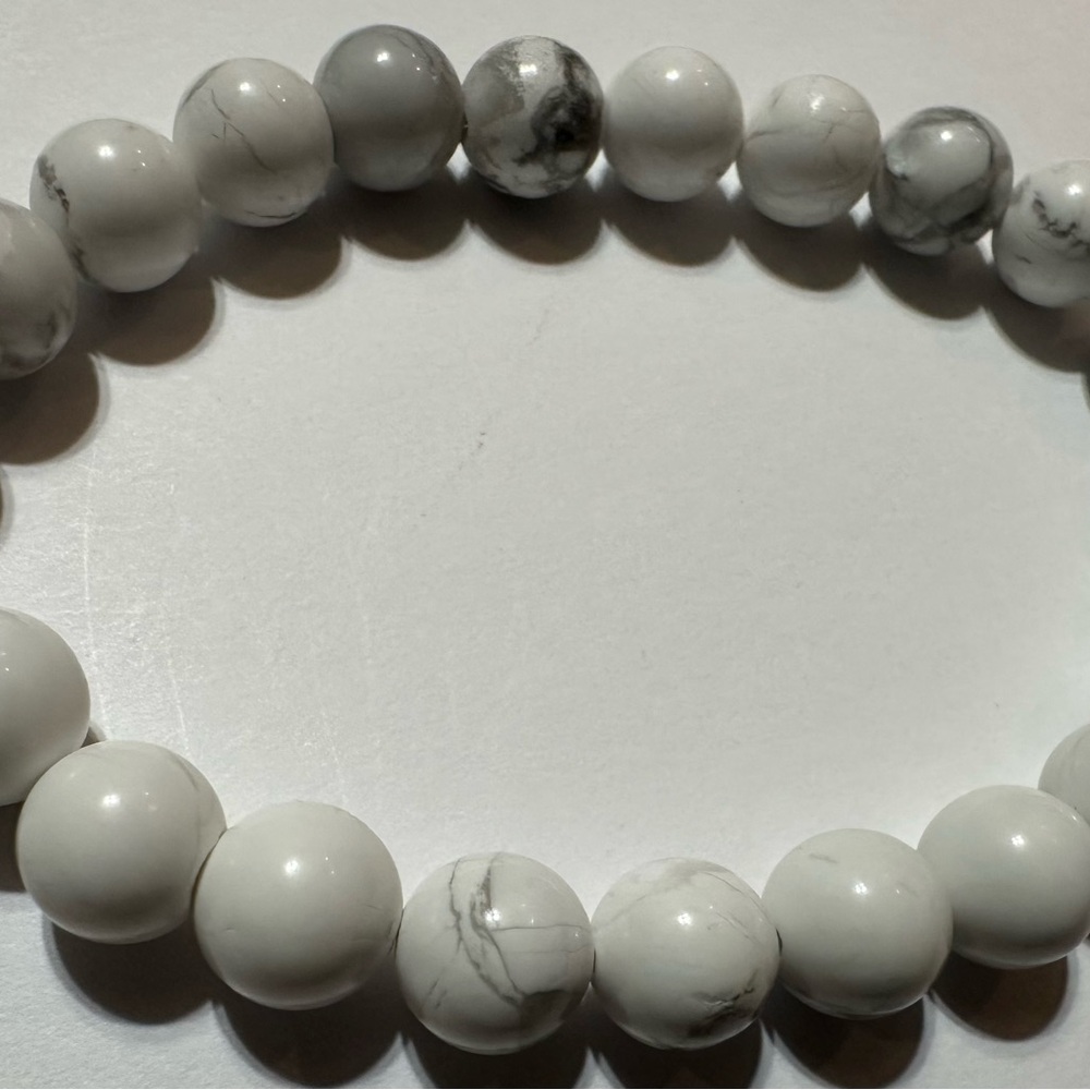 White Howlite Bracelet – Calm, Stress Relief, Minimalist Healing Crystal Jewelry